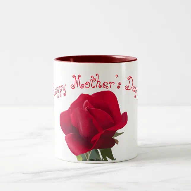 Red rose - mother’s day Two-Tone coffee mug