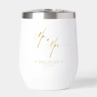 Modern Calligraphy Mr & Mrs Gold ID1025 Thermal Wine Tumbler