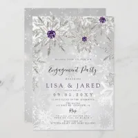 Silver Purple Snowflakes Winter Engagement Party   Invitation