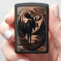 Wooden Moose Carving Zippo Lighter