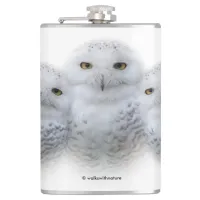 Dreamy Wisdom of Snowy Owls Family Flask