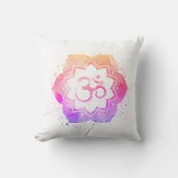 *~* OM AUM Symbol Ombre Lotus Flower Mandala Throw Pillow