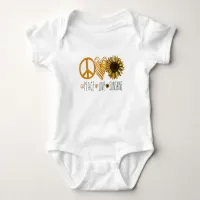 Peace, Love, Sunshine Sunflower Baby Bodysuit