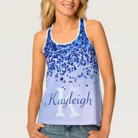 Simple Blue Brushed Metal and Glitter Monogram | Tank Top