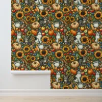 Wild Sunflowers, Cats and Coffee Pitchers Wallpaper