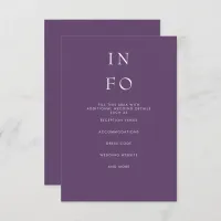 Simple Elegant Minimal Modern Purple Wedding Enclosure Card