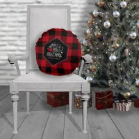 Wild Wonderful Christmas Red Buffalo Plaid ID604 Round Pillow