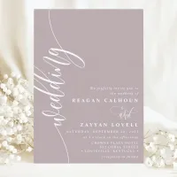 Dusty Lavender Elegant Calligraphy Script Wedding Invitation