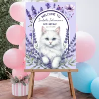 Elegant Lavender and Cat Birthday Acrylic Sign