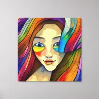 Colorful Abstract Pretty Girl Artsy Canvas Print