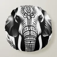 Elephant Round Cushion black and white 