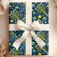 Festive Hanukkah Menorah & Sukkot Pattern Wrapping Paper