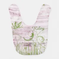 Personalized Pink & Green Floral Baby Bib