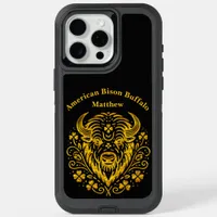 Gold Bison With Floral Design iPhone 15 Pro Max Case