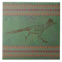 Southwest Roadrunner Sagebrush Green Ceramic Tile