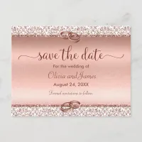 Trendy Typography Rose Gold Wedding Save the Date Announcement Postcard