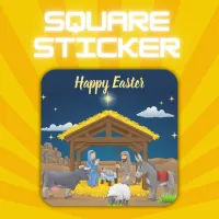 Happy Easter - Nativity | Square Sticker