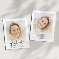 Budget Modern Script Photo Graduation Announcement