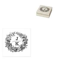 Eucalyptus Wreath Monogram Initials Rubber Stamp