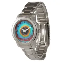 Ethereal Cosmic Eye Monogram Vibrant Abstract Art Watch