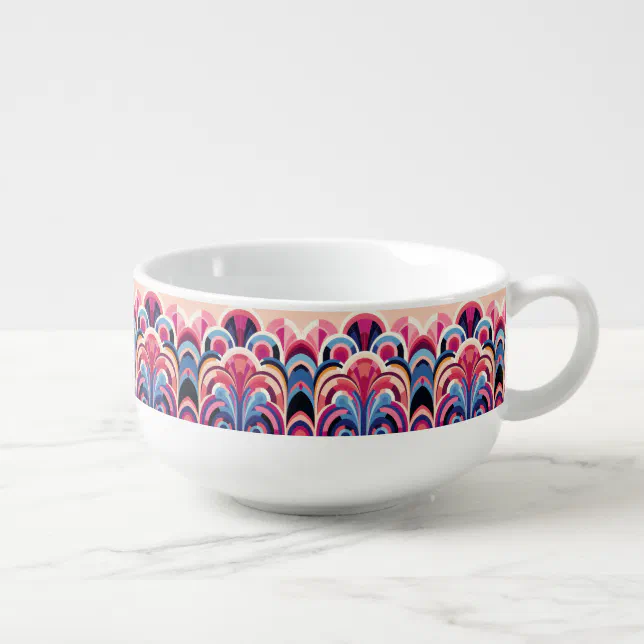 1920 Retro Art Deco Pink, Purple, Blue Modern Soup Mug