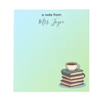 Books and Coffee Custom Teacher Appreciation Notepad