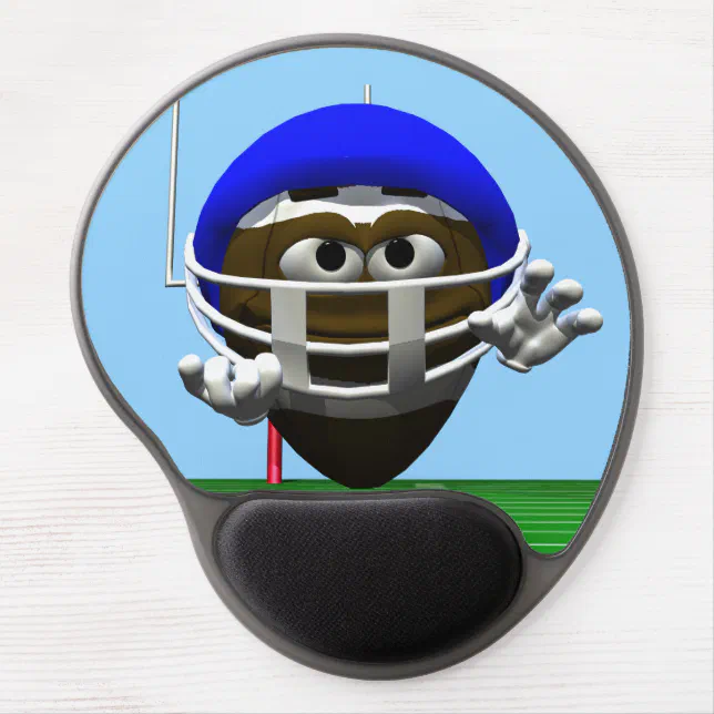 Funny Cartoon Football in a Helmet Gel Mouse Pad