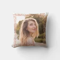 Rose Gold Hearts Border Photo Throw Pillow