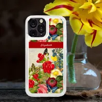 Vintage Flowers Butterflies Floral Garden Add Name iPhone 15 Pro Max Case