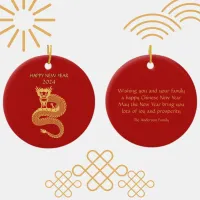 Chinese Happy New Year Of Dragon Gift Tag Ceramic Ornament