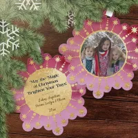 Festive Christmas Star: Red and Gold Photo Ornament Card