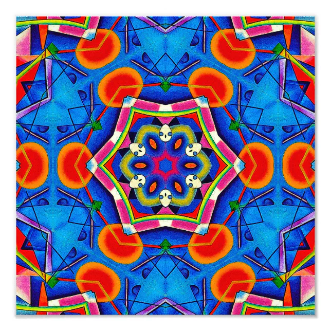 Kaleidoscope multicolored oil painting photo print