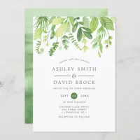 Modern Watercolor Greenery Botanical Wedding Invitation