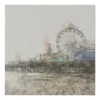 Scribbled Santa Monica Pier Faux Canvas Print