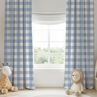 Soft Blue And White Buffalo Plaid Checkered Blackout Curtains