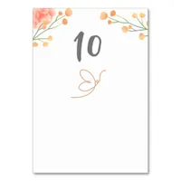 Tropical Peach Flower Wedding Table Number