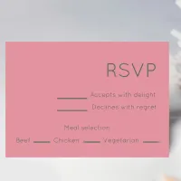 Simple Pink & Green Mid Century Modern Wedding RSVP Card