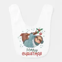 Lazy Sloth Christmas Baby Bib