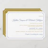 Basic Border Wedding Invitations- Blue-Gray & Gold Invitation