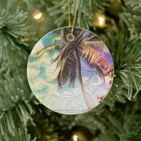 Abstract Rainbow Palm Tree on Isla Saona Caribbean Ceramic Ornament