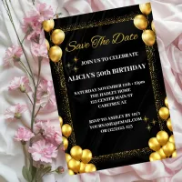Black Gold 50th Birthday Save the Date Invitation