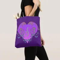 Elegant, Romantic Purple Heart with Flourish  Tote Bag