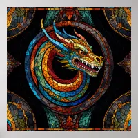 Dragon Swirl in multi colored mosaic design Poster