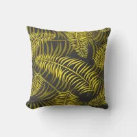 Tropical Palm Leaf on Charcoal Grey Throw Pillow