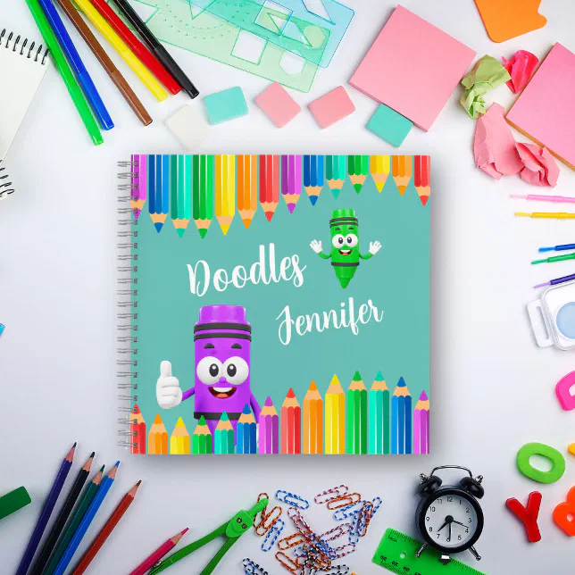 Custom SketchBook Doodles Crayon Notebook