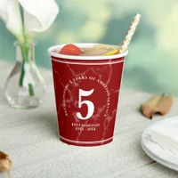 Elegant Red Marble 5 Years Work Anniversary Paper Cups