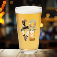 Modern Love You Forever Photo Collage Beer  Glass