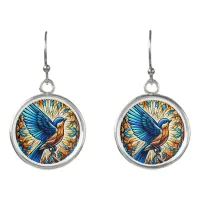 A Serene Bluebird: Stained Glass Artwork Earrings