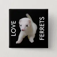 White Baby Ferret Button