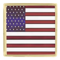 Modern Embossed American Flag Gold Finish Lapel Pin